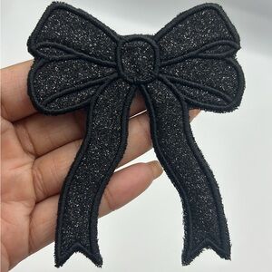 Black Glitter Bow Patch